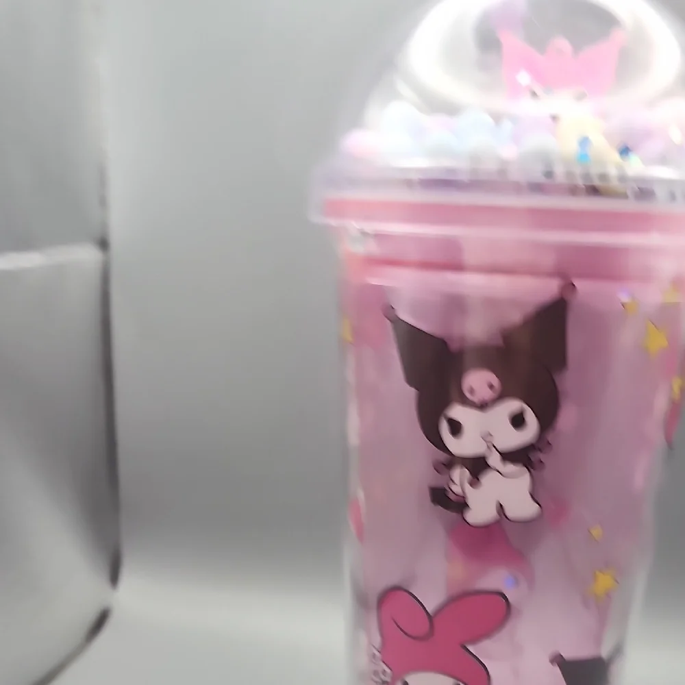 Cute Character Pink Tumbler With Straw.